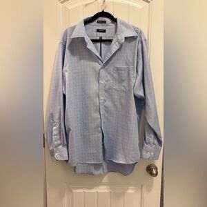 Izod Blue Dress Shirt Lightweight Cotton Twill